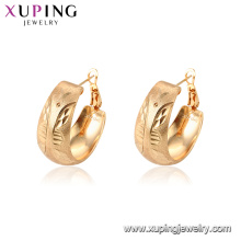95684 xuping latest gold earring high class fashion 18k gold plated hoop earring